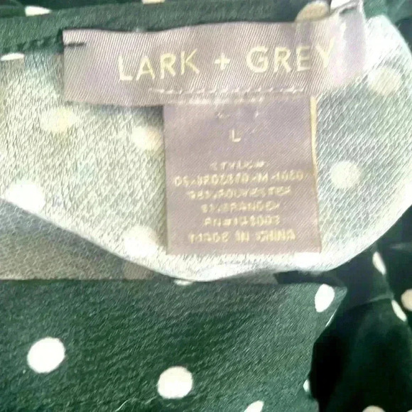 LARK + GREY pleated dress Green & White polkadot - Picture 3 of 6